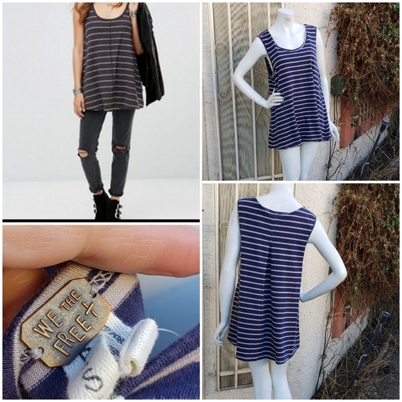 Free People Tops - Free People “We the Free”  stripe tank tunic